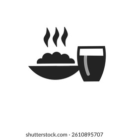 Food and Beverage icon vector. Simple silhouette symbol with hot food and cup of beverage. Tea, coffee. Food and beverage industry logo  