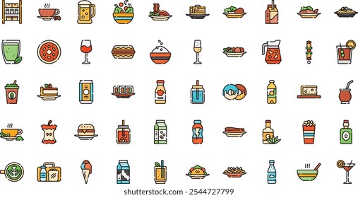 Iconos de alimentos y bebidas Iconos vectoriales de alta calidad Colección con trazo editable. Ideal para Profesional y Proyectos Creativos.