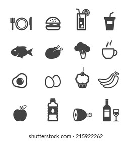 Food And Beverage Icons, Mono Vector Symbols