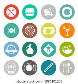 Food and beverage icons, restaurant menu, drink coffee