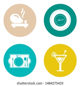 Food and beverage icons, restaurant menu, drink coffee