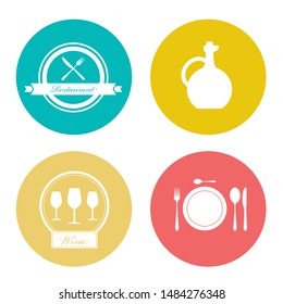 Food and beverage icons, restaurant menu, drink coffee