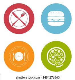 Food and beverage icons, restaurant menu, drink coffee