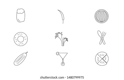 Food and beverage line icon set vector