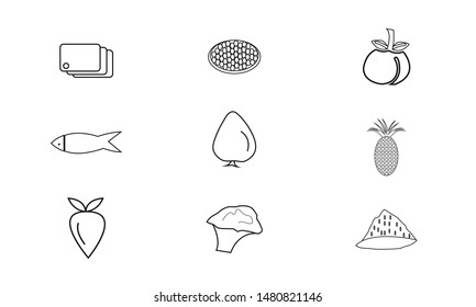 Food and beverage line icon set vector