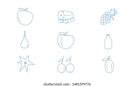 Food and beverage line icon set vector