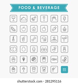 food and beverage line icons