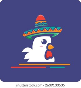 Food and Beverage logo in the form of a chicken wearing a Mexican hat