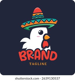 Food and Beverage logo in the form of a chicken wearing a Mexican hat