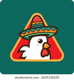 Food and Beverage logo in the form of a chicken wearing a Mexican hat