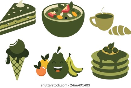 Food and Beverage lover flat line illustrations set of vectors 