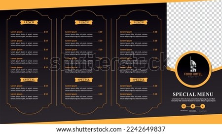 food and beverage menu card vector template, print ready file cmyk color and eps format 