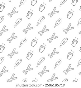 food and beverage seamless pattern in hand drawn style pattern background
