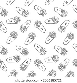 food and beverage seamless pattern in hand drawn style pattern background