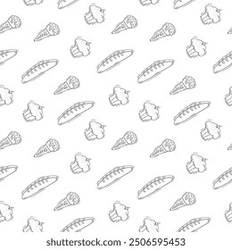 food and beverage seamless pattern in hand drawn style pattern background