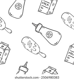 food and beverage seamless pattern in hand drawn style pattern background