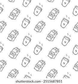food and beverage seamless pattern in hand drawn style pattern background