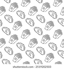 food and beverage seamless pattern in hand drawn style pattern background