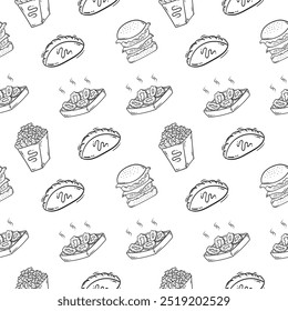 food and beverage seamless pattern in hand drawn style pattern background