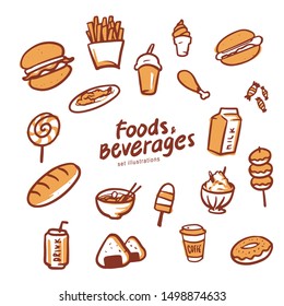 food and beverage set illustration