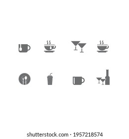 Food and beverage signs, restaurants icons, drink bar sign icons