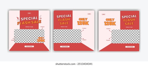 Food and beverage template for social media or poster vector template design. Square banner template with photo or image area