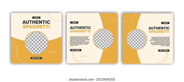 Food and beverage template for social media or poster vector template design. Square banner template with photo or image area