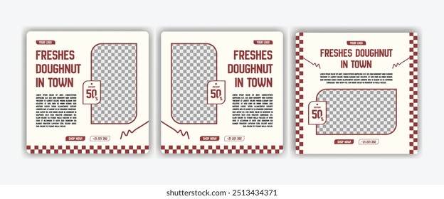 Food and beverage template for social media or poster vector template design. Square banner template with photo or image area