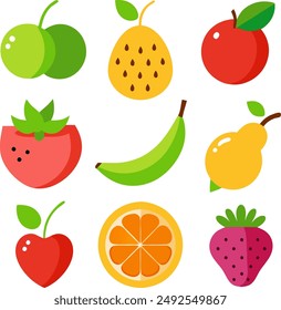 .
Food and beverages, fruits symbols, emojis, emoticons, stickers, icons Vegetables, cakes, vector illustration flat icons set, collection, pack