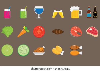 Food And Beverages Icon Set 