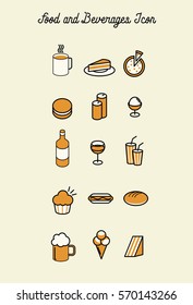 Food and beverages Icons set. Vector illustration