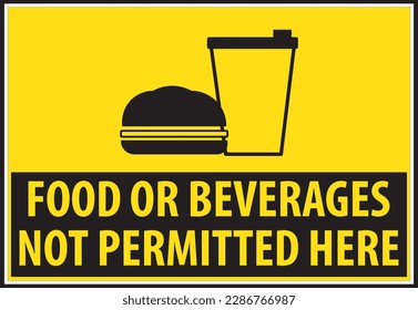 Food or beverages not permitted here sign vector eps