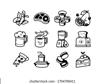 Food and beverages vector icon set