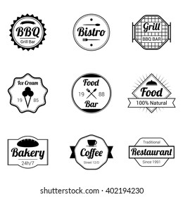 Food Black Vector Badges Logos