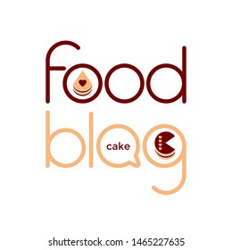 FOOD BLOG. Cake. Sweet dishes. Food logo, icon, and element for business. Design for social networks.