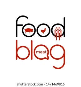 FOOD BLOG. Meat. Pork, beef, chicken, minced meat. Food logo, icon, and element for business. Design for social networks.