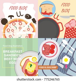 Food blog, Recipes website banner illustration