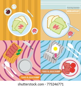 Food blog, Recipes website banner illustration