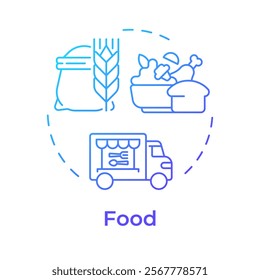 Food blue gradient concept icon. Water energy nexus. Zero hunger strategy of sources usage. Sustainability. Round shape line illustration. Abstract idea. Graphic design. Easy to use in booklet