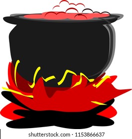 Food boiler on the flame, witch supplies for the Halloween Simple vector drawing for book, scrapbook and cartoon games 2d.