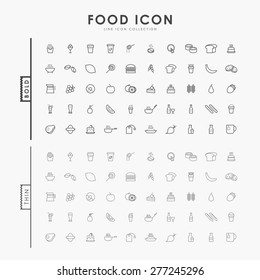 food bold and thin outline icons