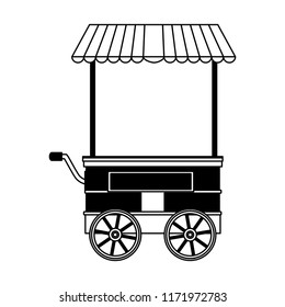 Food booth cart in black and white