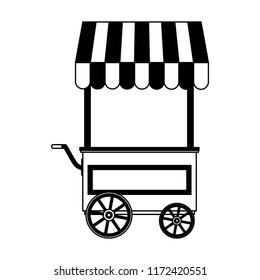 Food booth cart in black and white