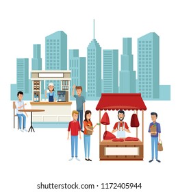 Food booth and shops
