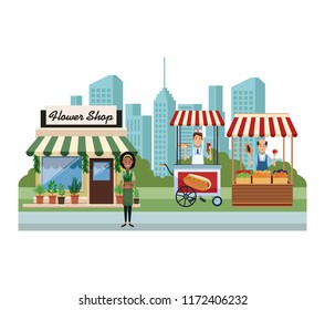 Food booth and shops
