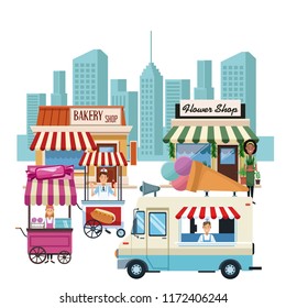 Food booth and shops