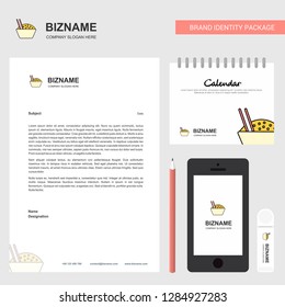 Food bowl Business Letterhead, Calendar 2019 and Mobile app design vector template