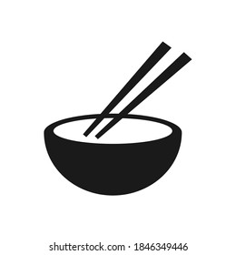 food bowl with chopstick icon in black color