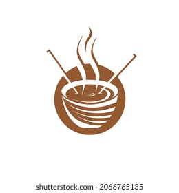 food, bowl, chopsticks and hot water design logo elements