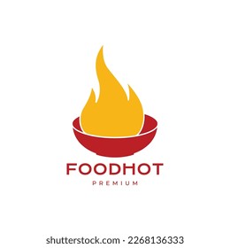 food bowl fire flame hot spicy taste modern logo design vector